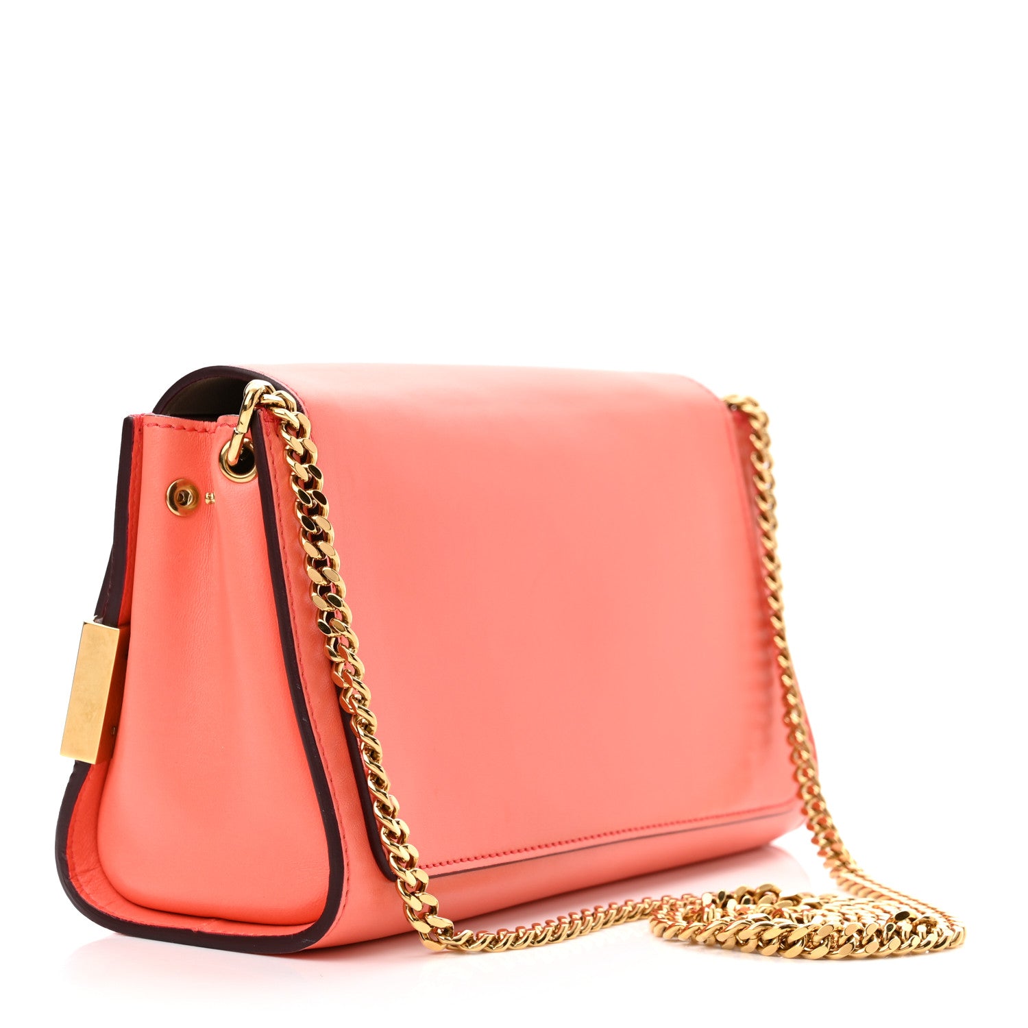 Chloe Lambskin Medium Elle Chain Clutch Coral Pop 3 of 10