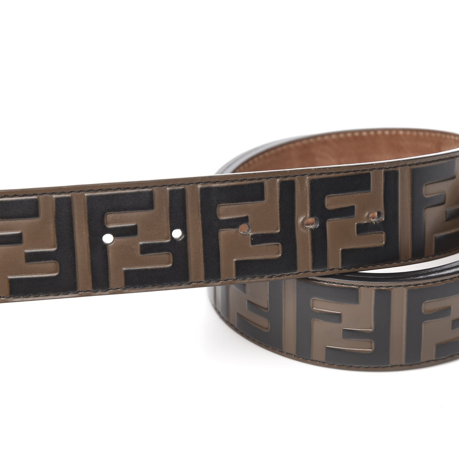 Fendi Vitello F is Fendi Bi-Color FF 1974 Embossed Belt 85 34 Maya Black 5 of 8