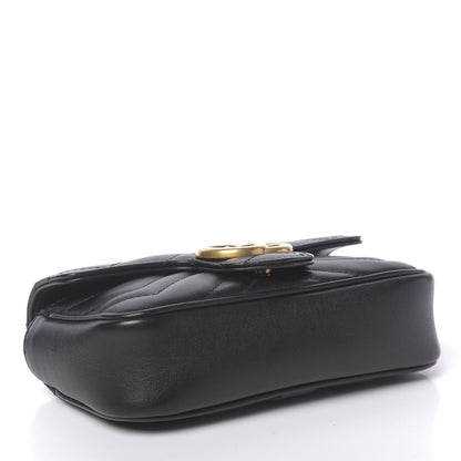 Gucci Calfskin Matelasse Super Mini GG Marmont Shoulder Bag Black 4 of 11
