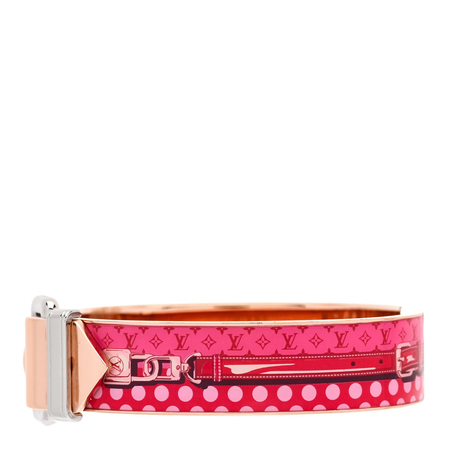 Metal Enamel Confidential Bangle Bracelet S Pink