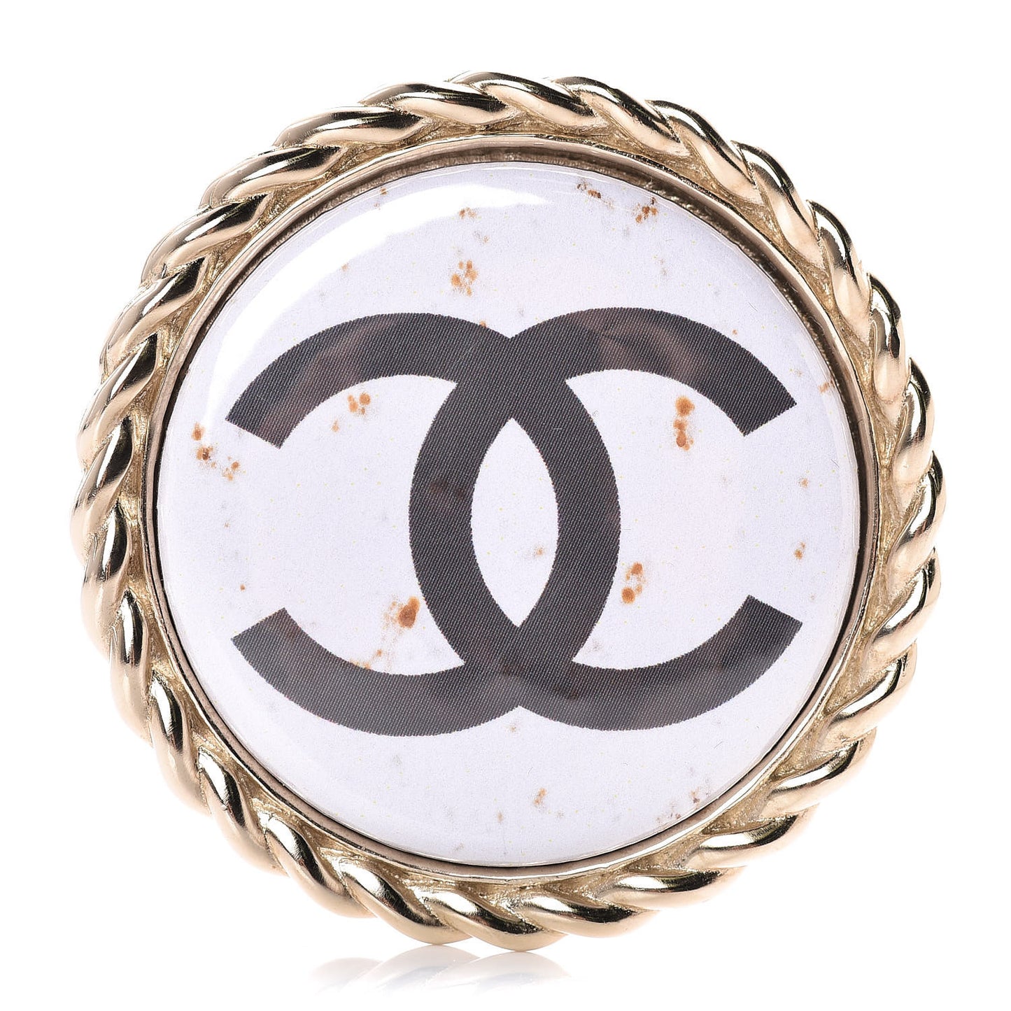 Enamel CC Brooch White Gold