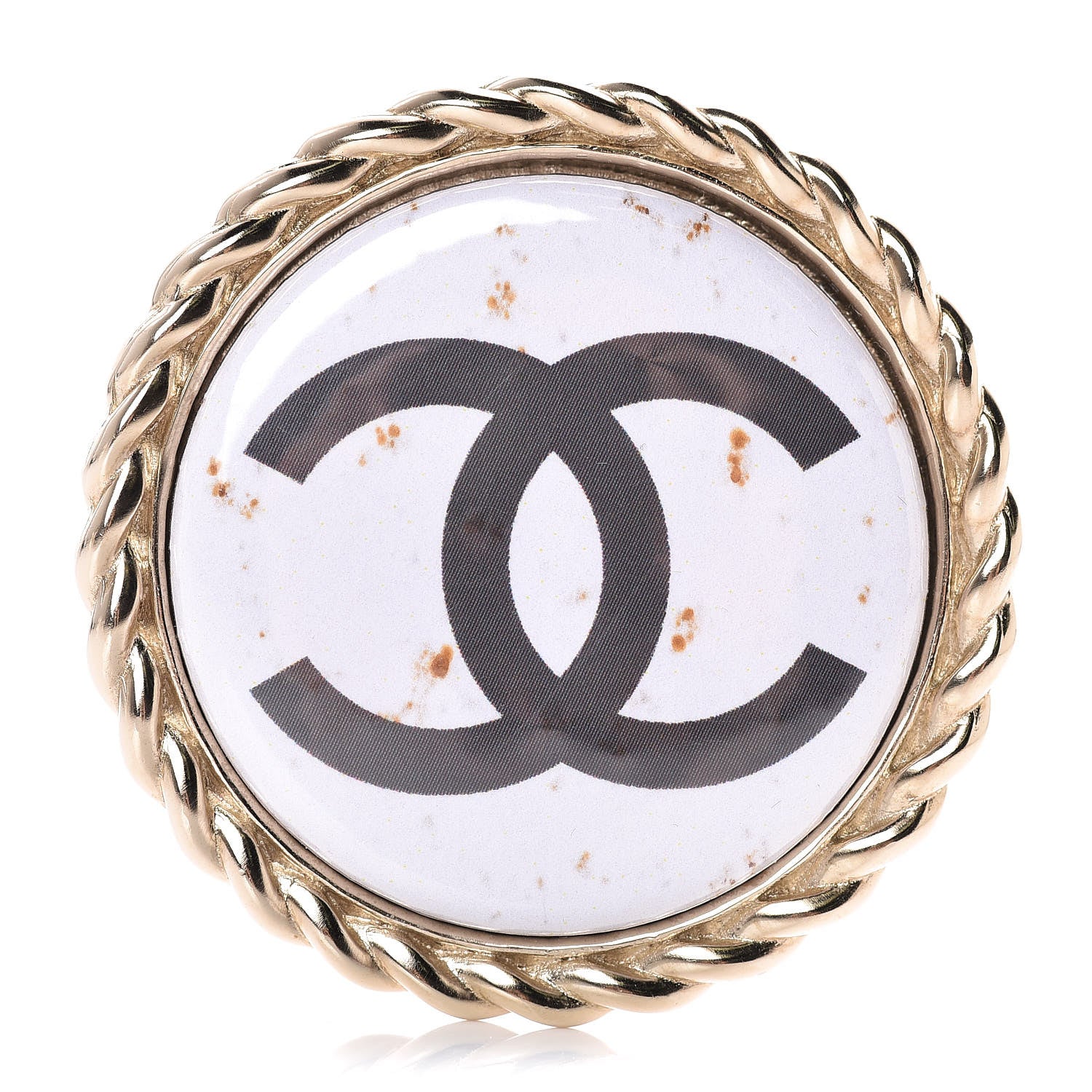 Chanel Enamel CC Brooch White Gold 1 of 5