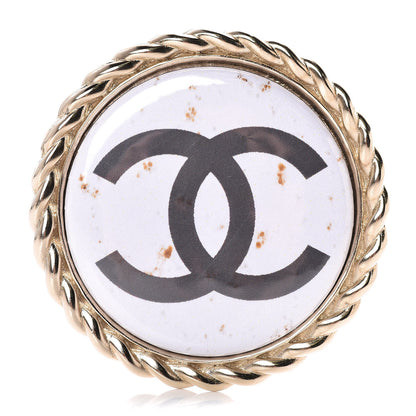 Chanel Enamel CC Brooch White Gold 1 of 5