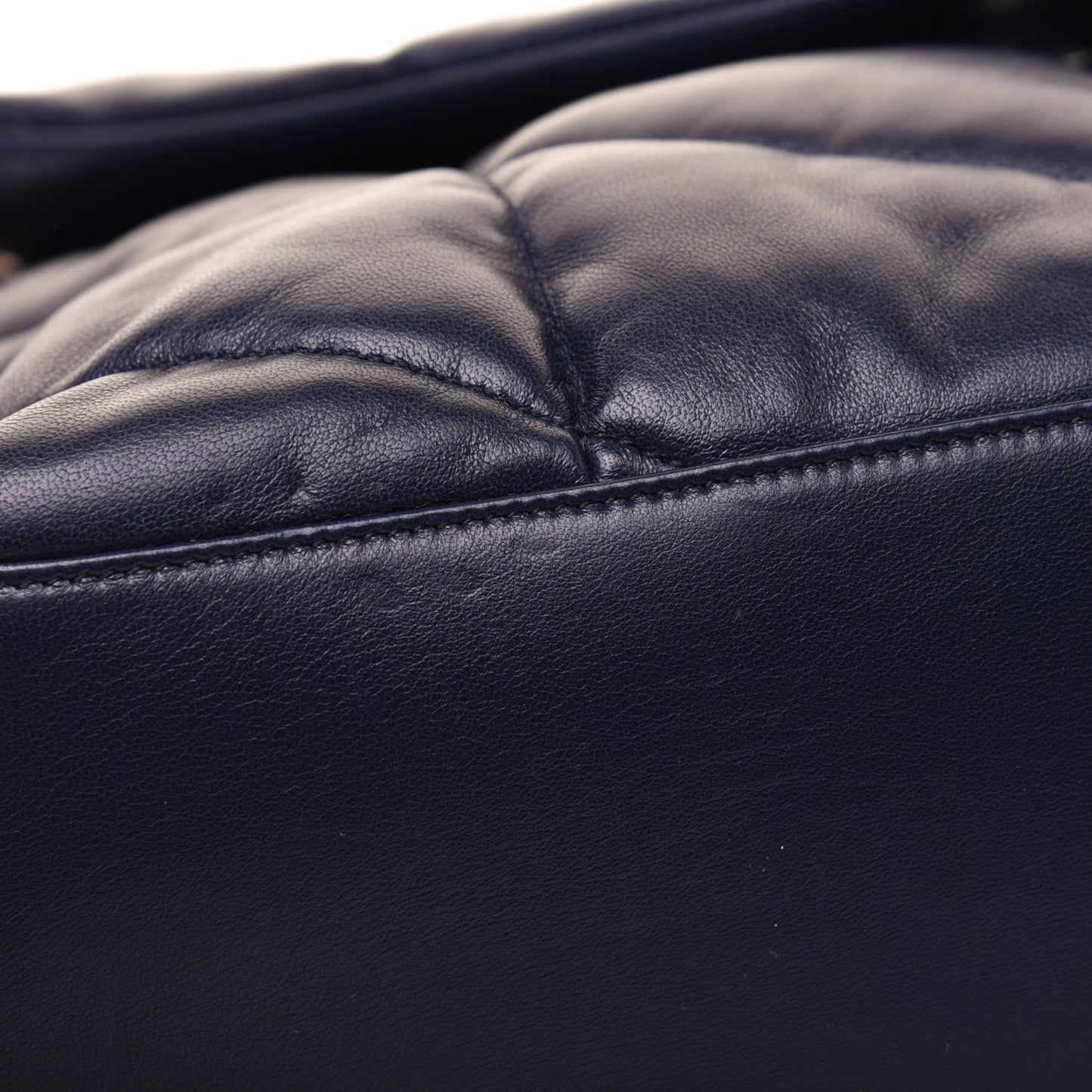 Lambskin Quilted Small Loulou Puffer Monogram Chain Satchel Navy