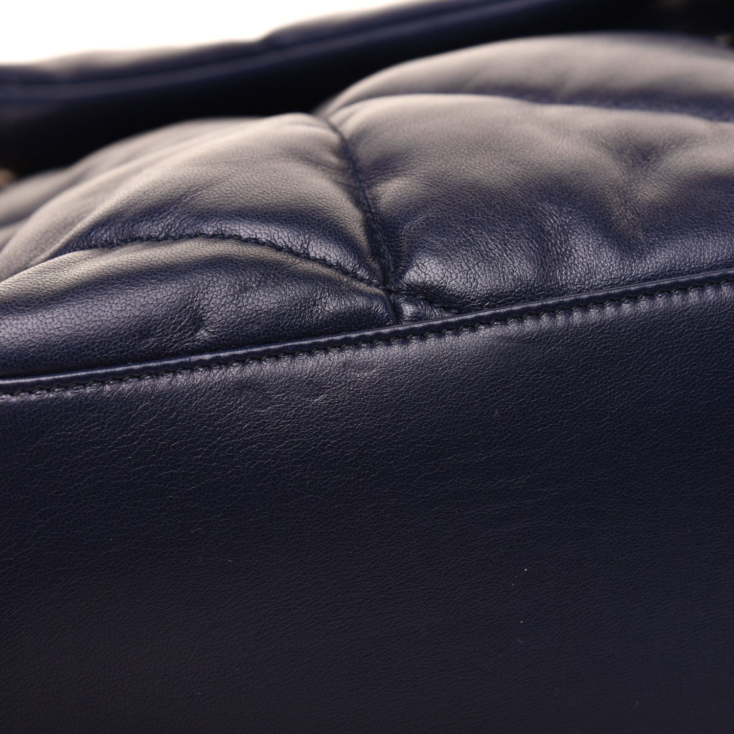 Saint Laurent Lambskin Quilted Small Loulou Puffer Monogram Chain Satchel Navy 21 of 24
