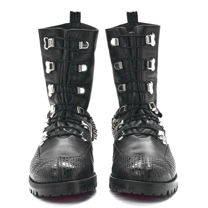 Christian Louboutin Calfskin Horse Guarda Flat Boots 38 Black Silver 2 of 8