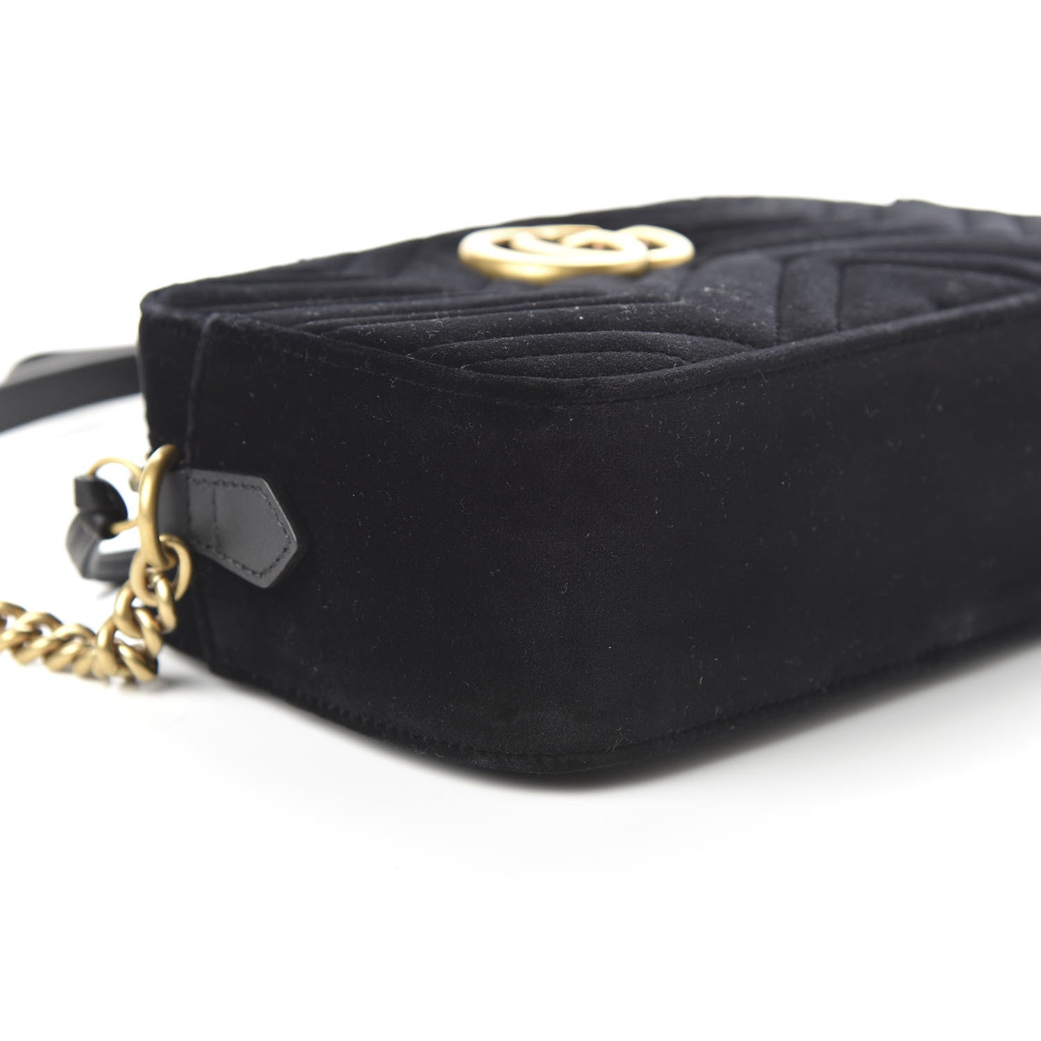 Gucci Velvet Matelasse Small GG Marmont Chain Shoulder Bag Black 6 of 10