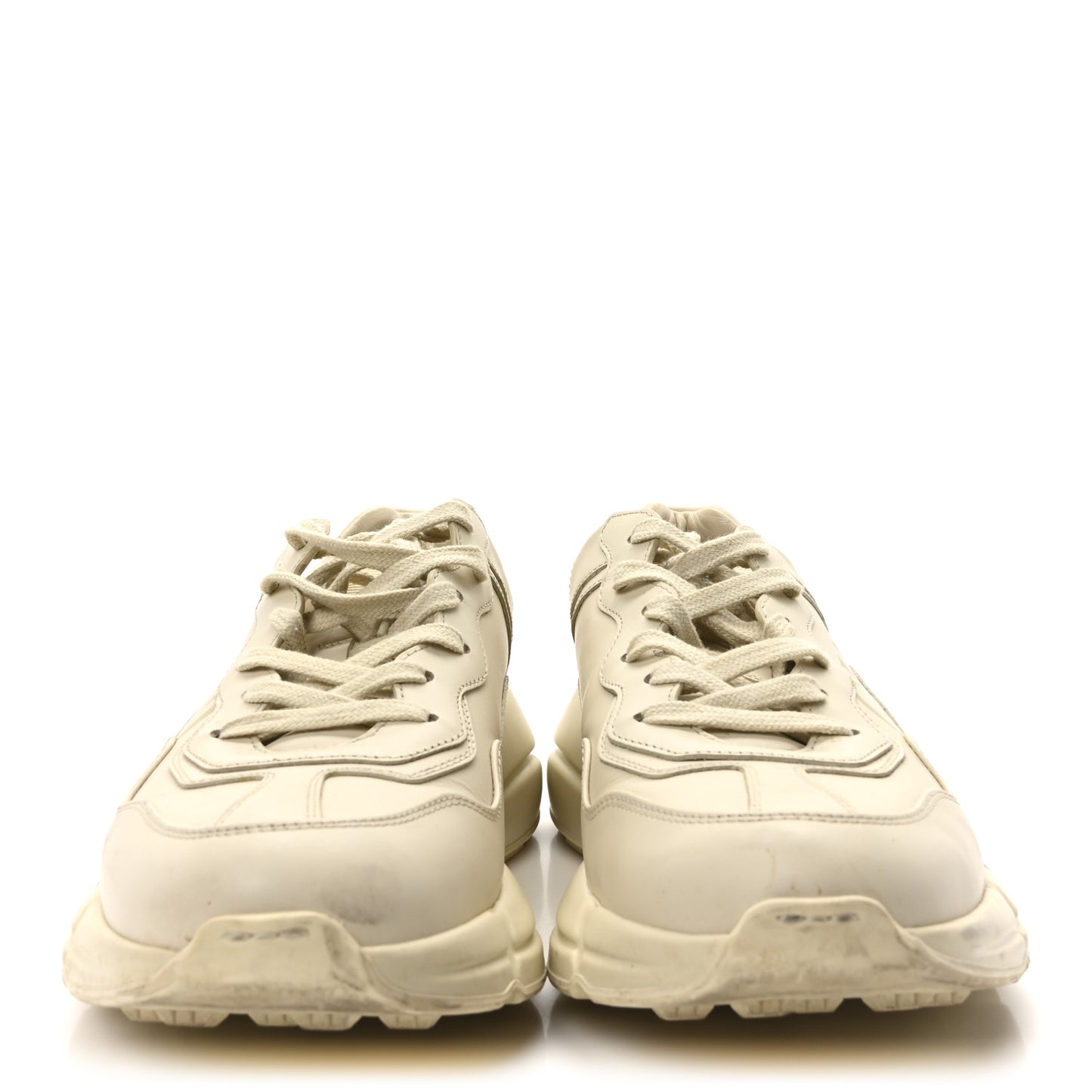 Calfskin Logo Mens Rhyton Sneakers 9.5 Ivory