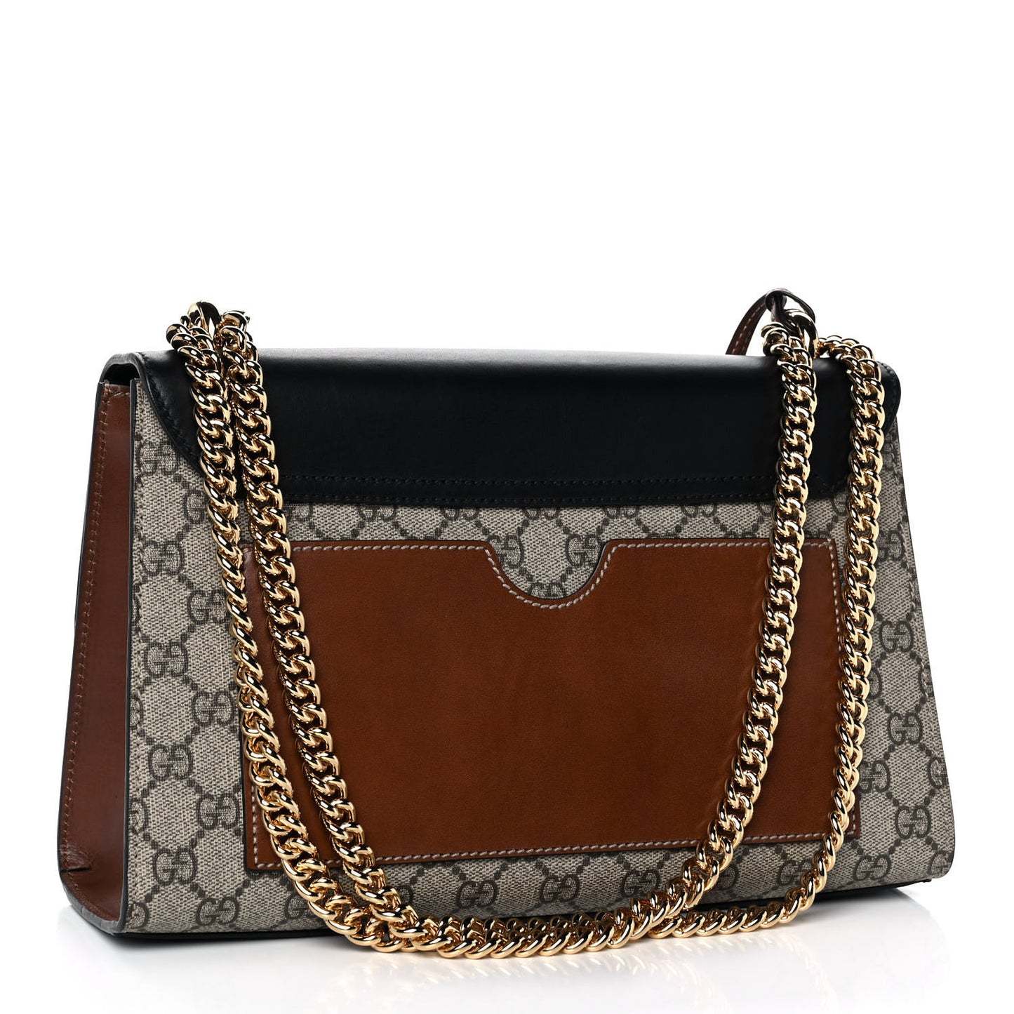 GG Supreme Monogram Calfskin Medium Padlock Shoulder Bag Beige Black Cuir