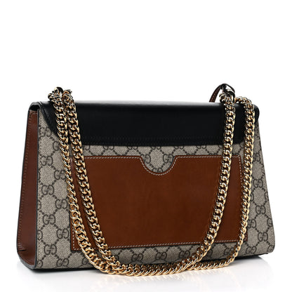 Gucci GG Supreme Monogram Calfskin Medium Padlock Shoulder Bag Beige Black Cuir 3 of 13