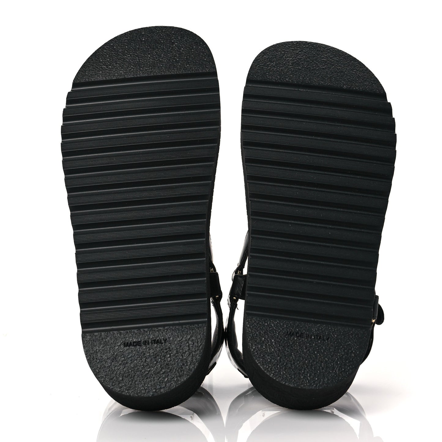 Lambskin Logo Platform Sandals 37 Black White
