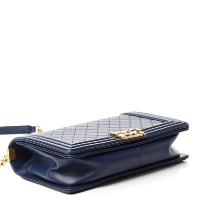 Chanel Lambskin Quilted New Medium Boy Flap Navy Blue 4 of 14