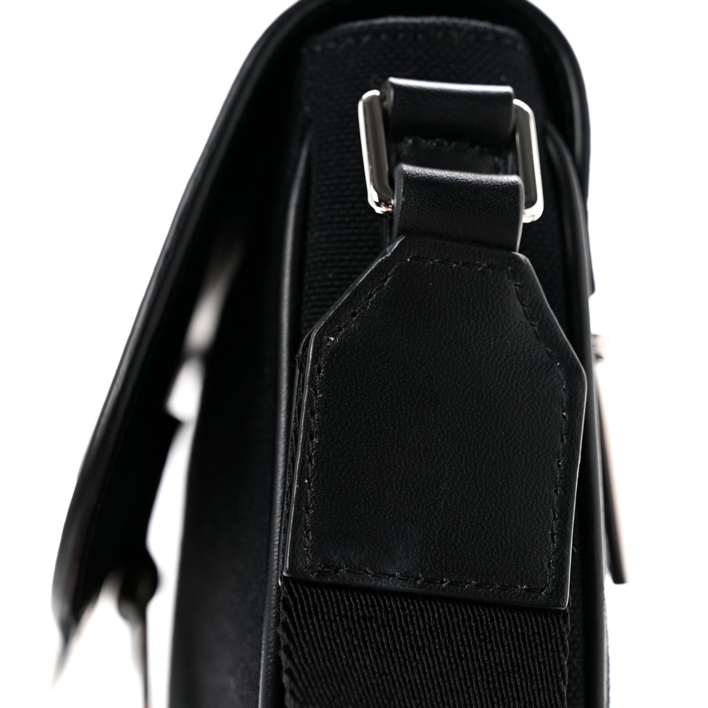 Calfskin Canvas Never Still Crossbody Flap Bag Black