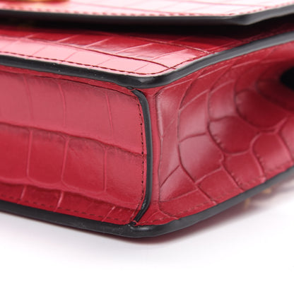 Mulberry Crocodile Embossed Calfskin Small Darley Red Berry 8 of 10