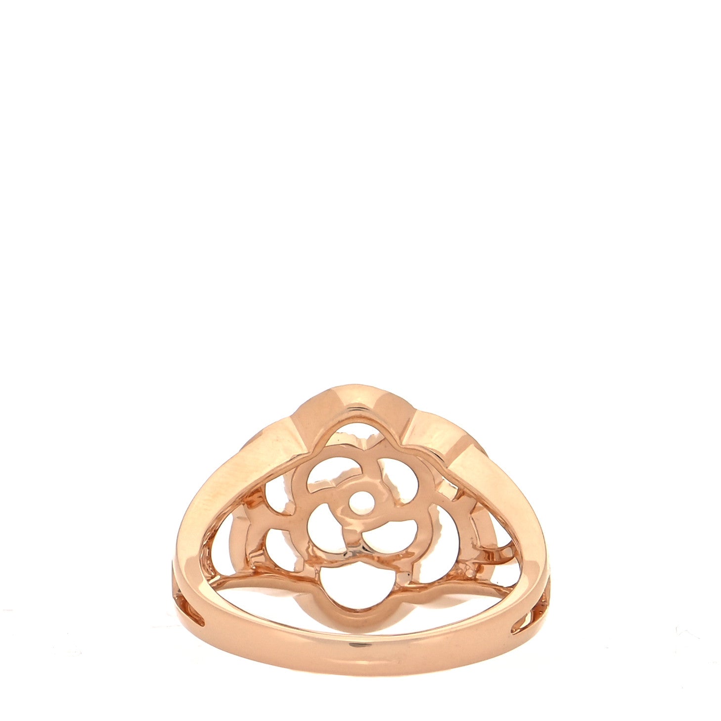 Chanel 18K Rose Gold Diamond Camellia Ring 58 8.5 5 of 10