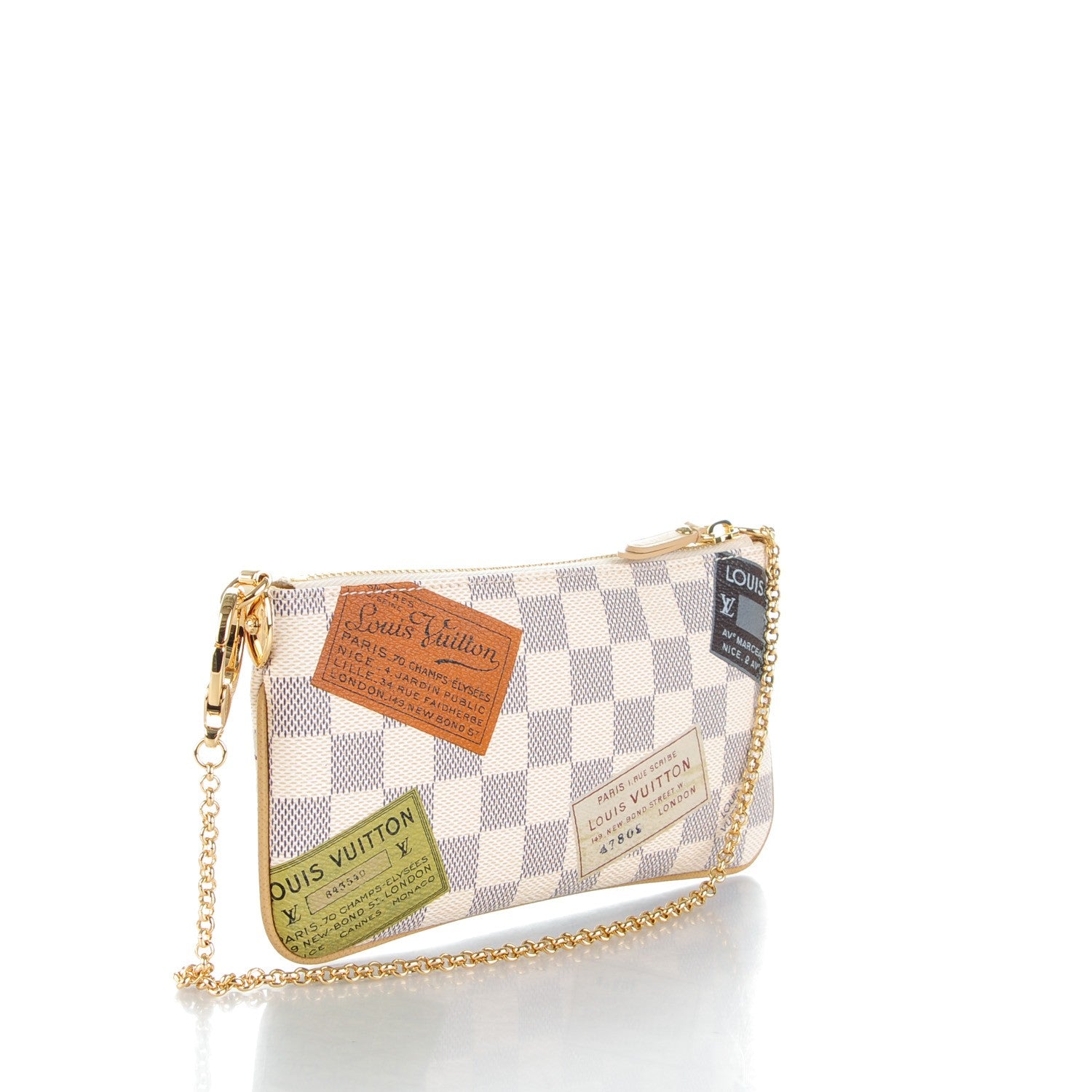 Louis Vuitton Damier Azur Trunks Labels Pochette Milla MM 3 of 7
