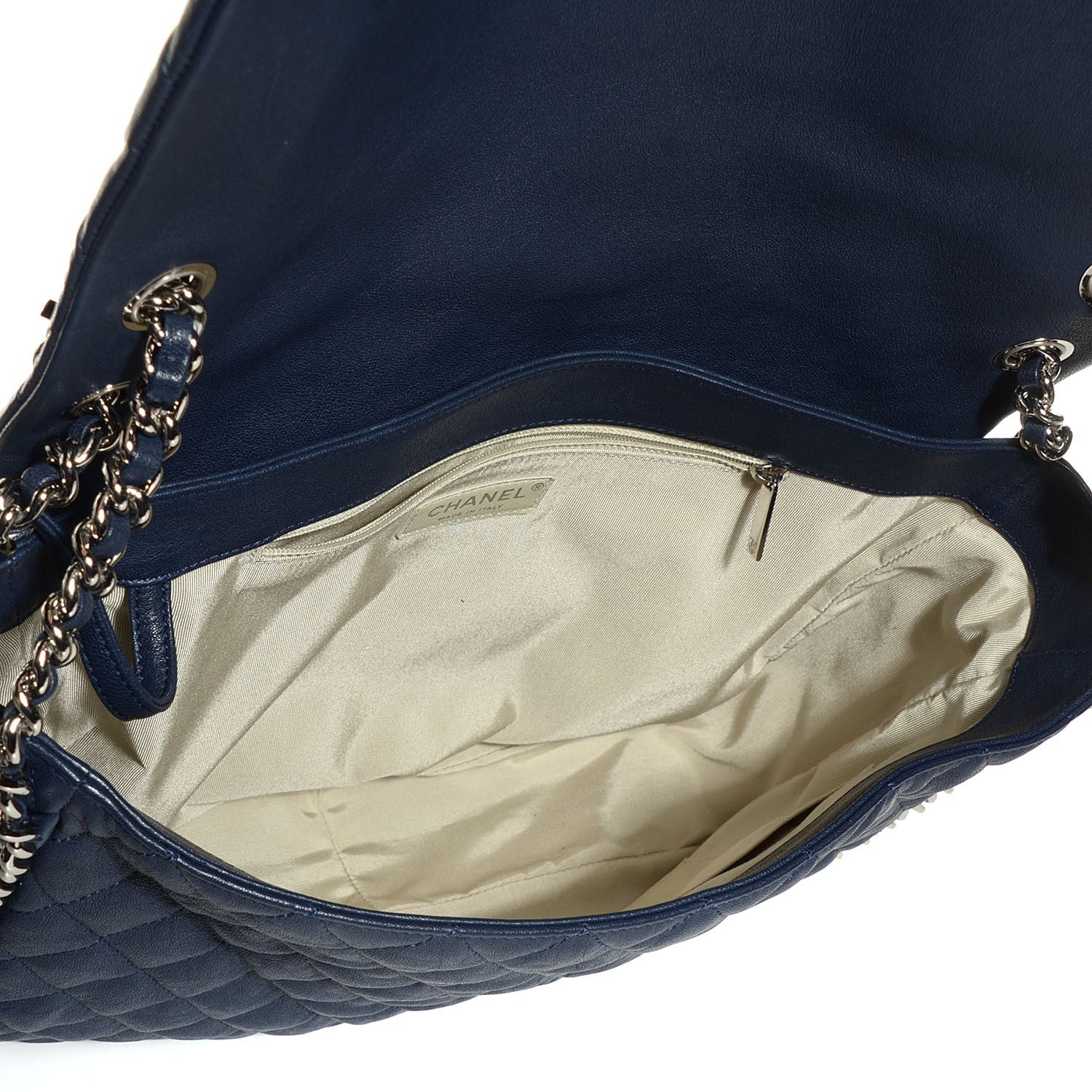 Chanel Washed Lambskin Quilted Chain Around Maxi Flap Dark Navy Blue 6 of 8