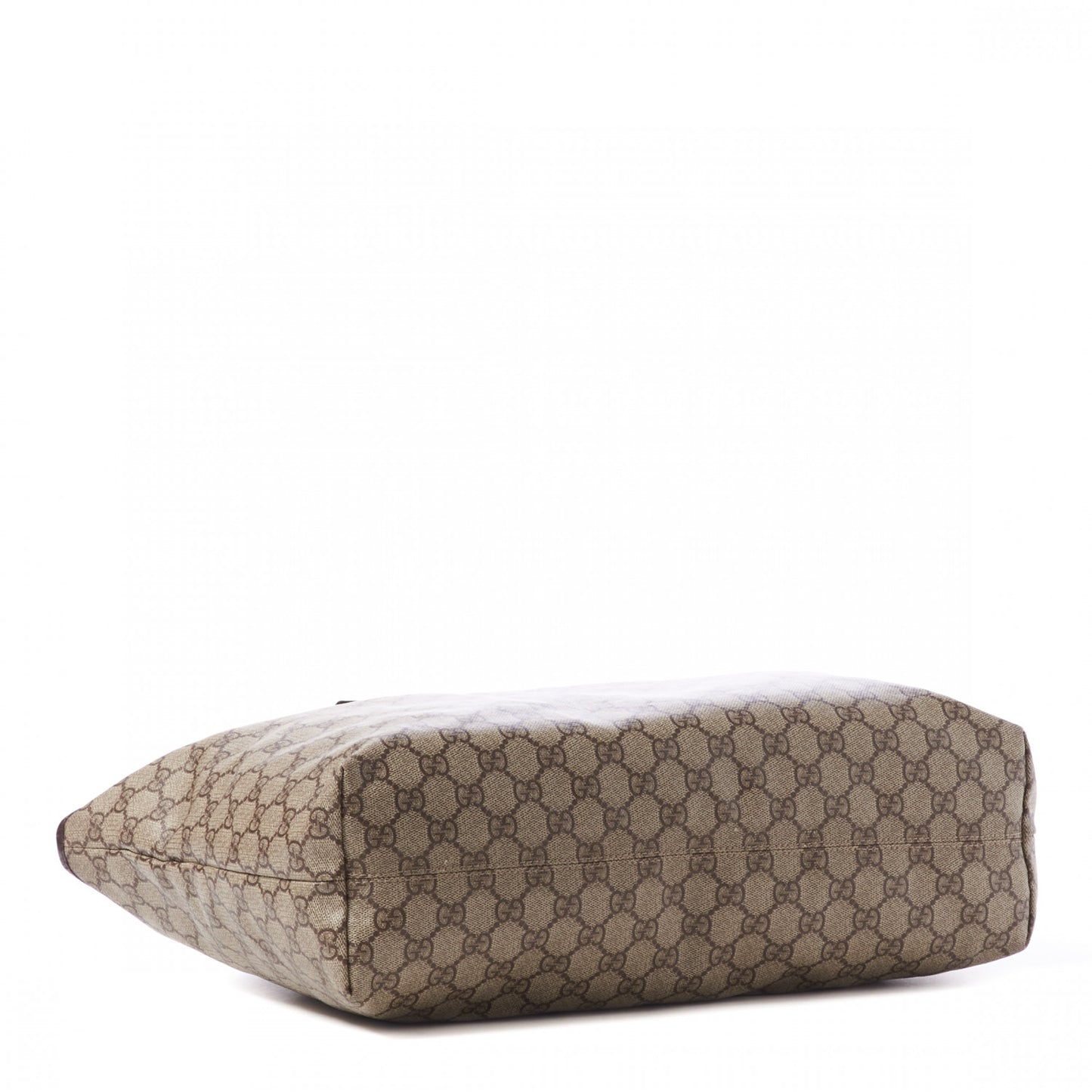 GG Supreme Monogram Medium Zippered Shopping Tote Dark Brown