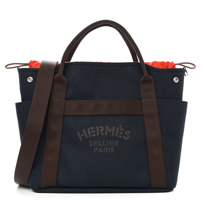 Hermes Canvas The Grooming Bag Bleu Navy Feu 1 of 15