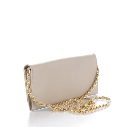 Prada Saffiano Metal Oro Chain Wallet Pomice 3 of 8