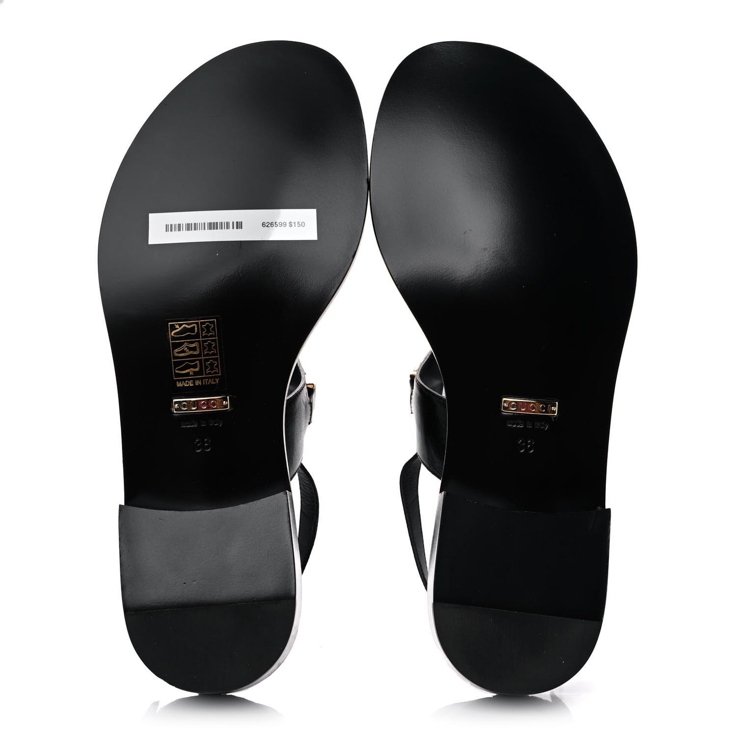 Calfskin Chain Thong Sandals 39 Black
