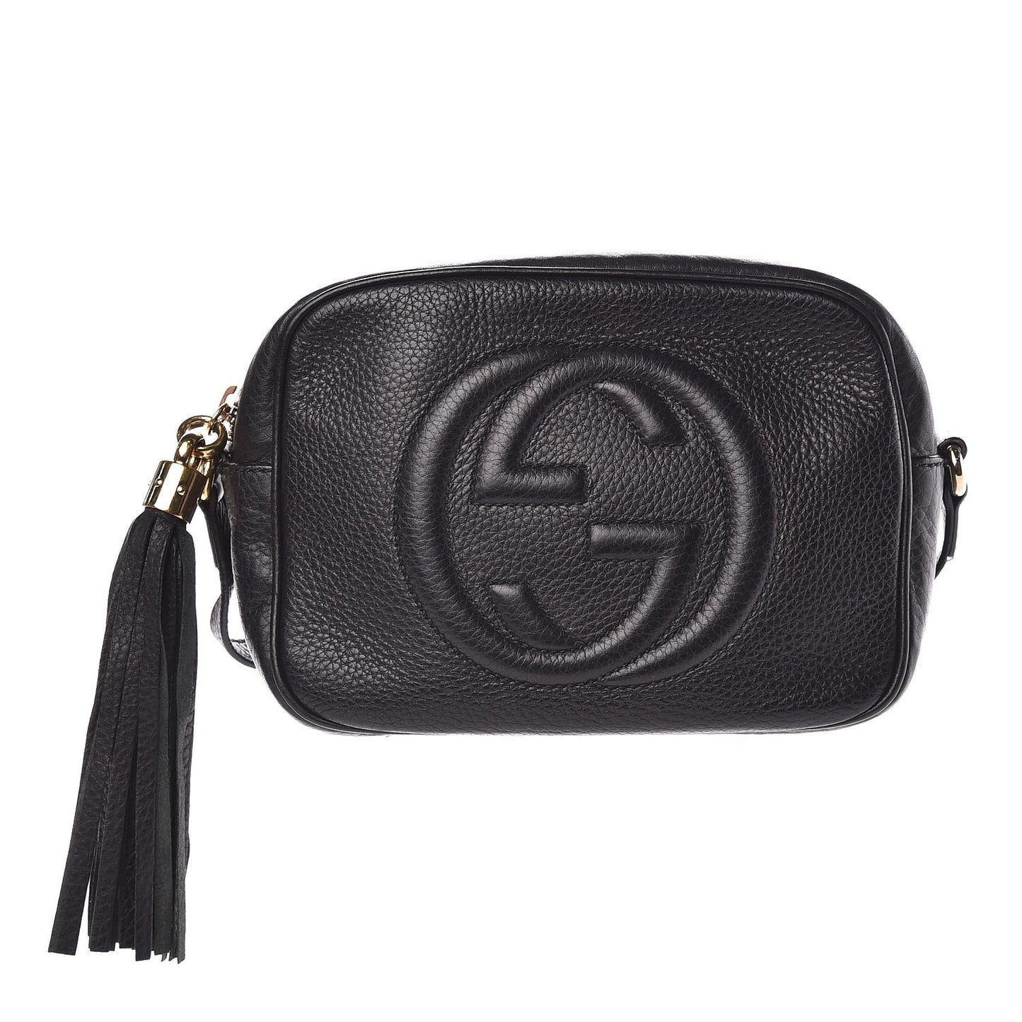 Pebbled Calfskin Small Soho Disco Bag Black