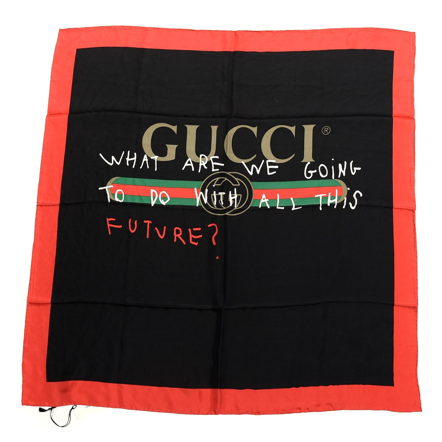 Gucci Silk Coco Capitan Logo Scarf Black 1 of 3
