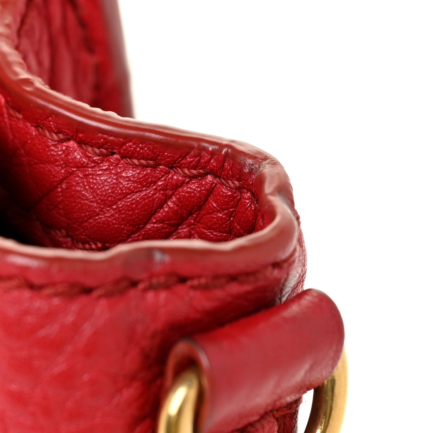 Drummed Calfskin Nano Luggage Red