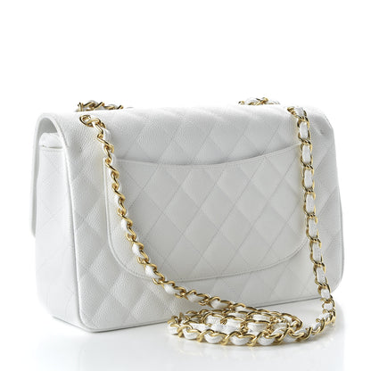 Chanel Caviar Quilted Jumbo Double Flap White 3 of 10