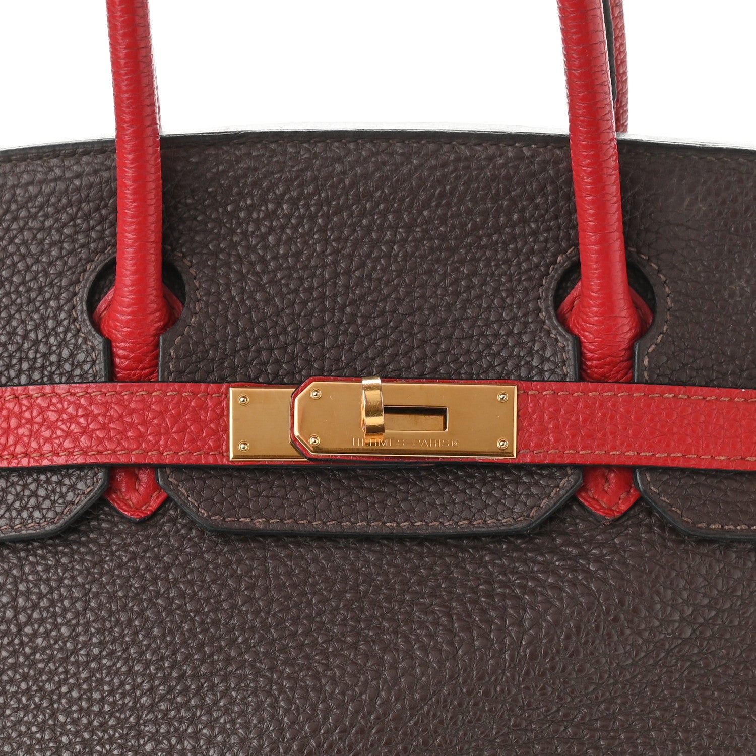 Hermes Togo Horseshoe Birkin 30 Chocolate Rouge Vif 8 of 20