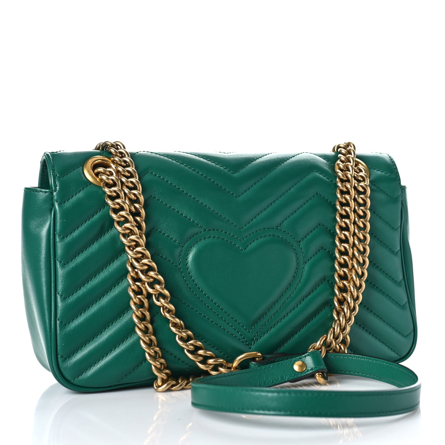 Calfskin Matelasse Small GG Marmont Shoulder Bag Emerald Green