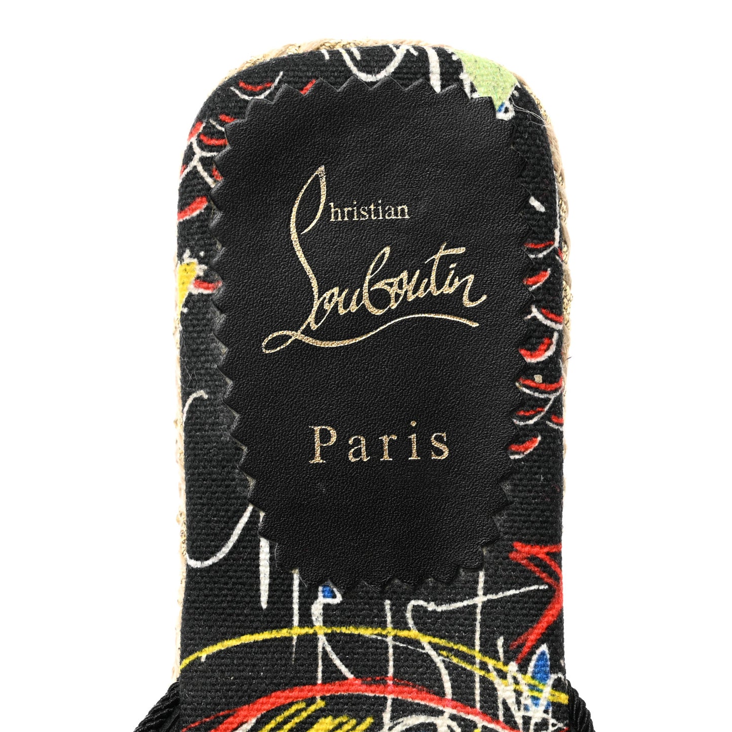 Canvas Raffia Velvet Pacha Loubi Flat Espadrilles Vers 35 Black Multicolor