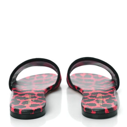 Christian Dior Canvas Pop Heart I Love Paris Embroidered Dway Flat Slide Sandals 38.5 Deep Blue Red 5 of 11