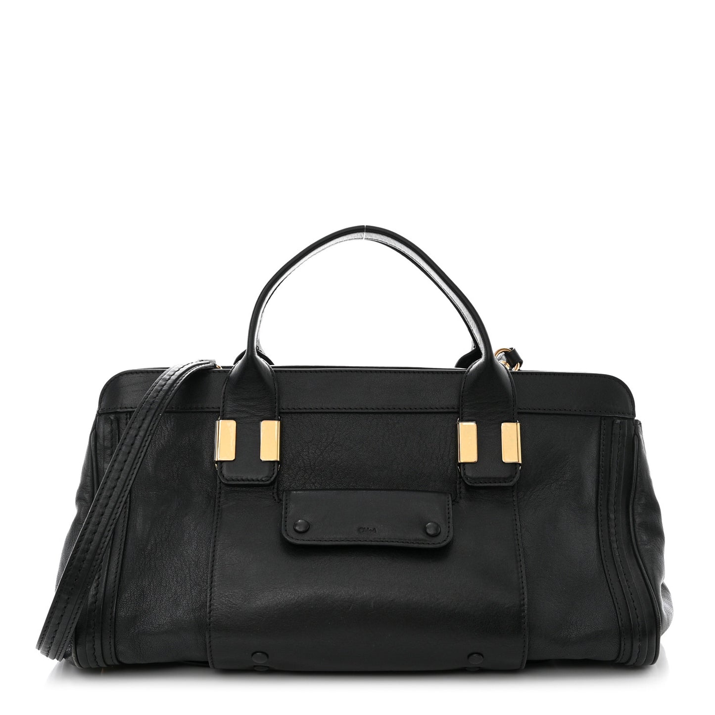 Calfskin Goatskin Medium Alice Satchel Black
