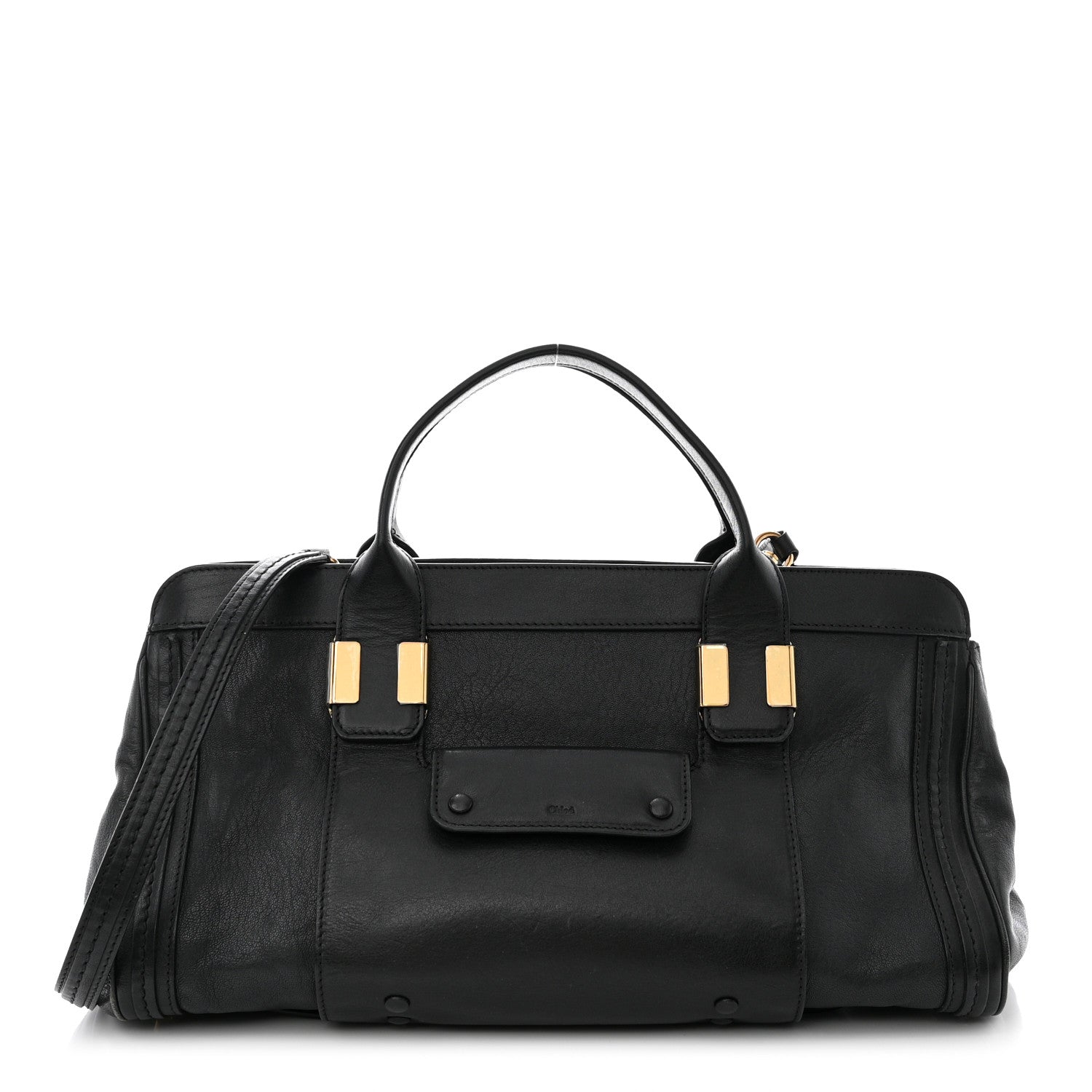 Chloe Calfskin Goatskin Medium Alice Satchel Black 1 of 12
