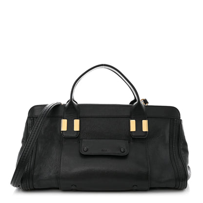 Chloe Calfskin Goatskin Medium Alice Satchel Black 1 of 12