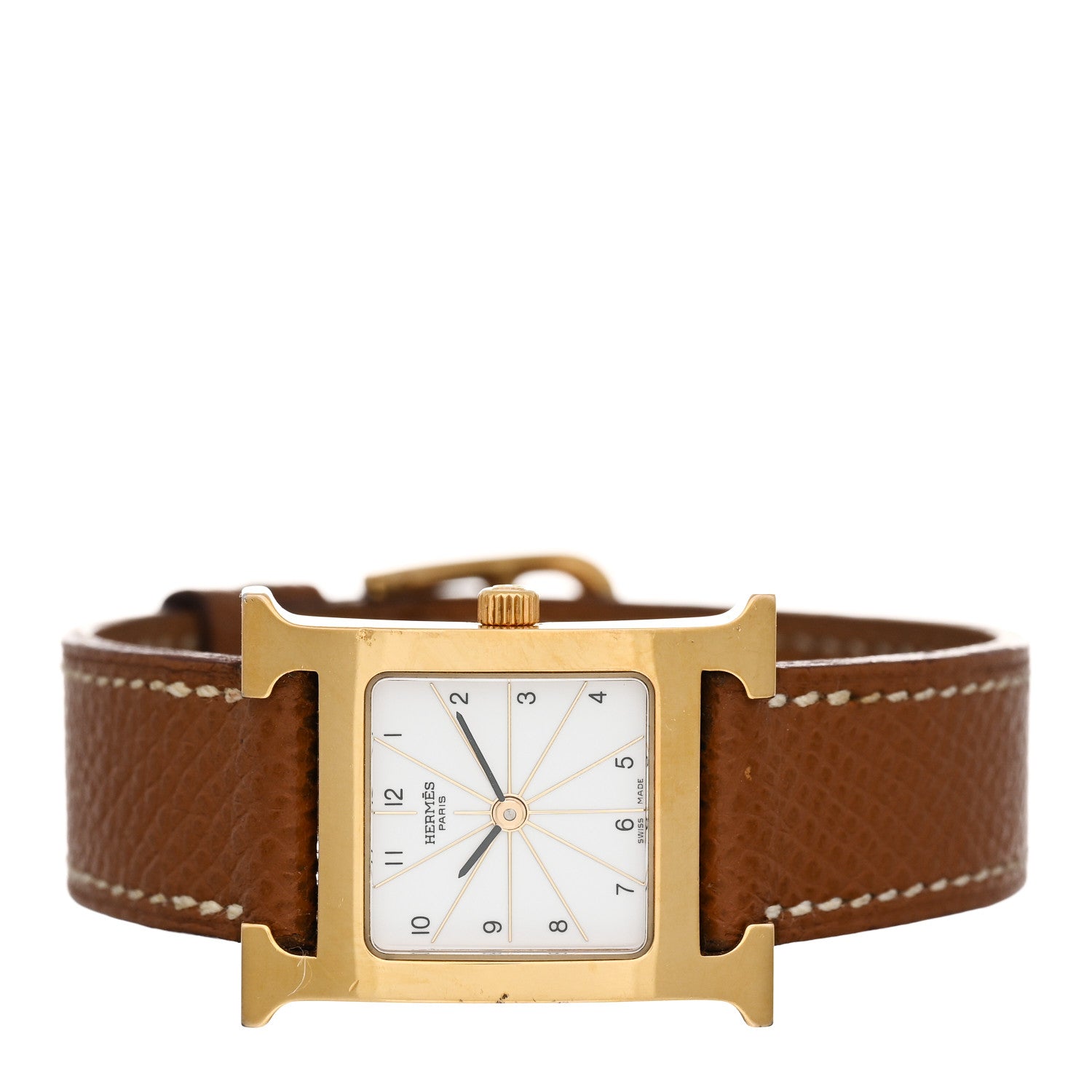 Hermes Stainless Steel Epsom 21mm Heure H Hour Quartz Watch Gold 2 of 4