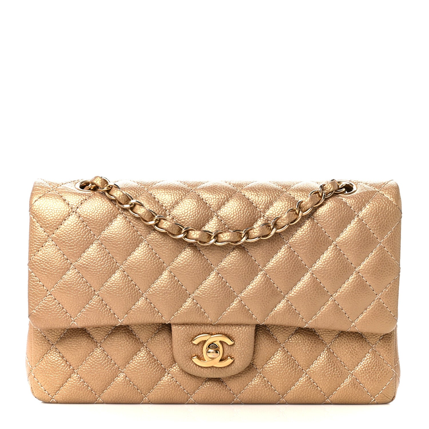Chanel Metallic Caviar Quilted Medium Double Flap Gold 1 of 11