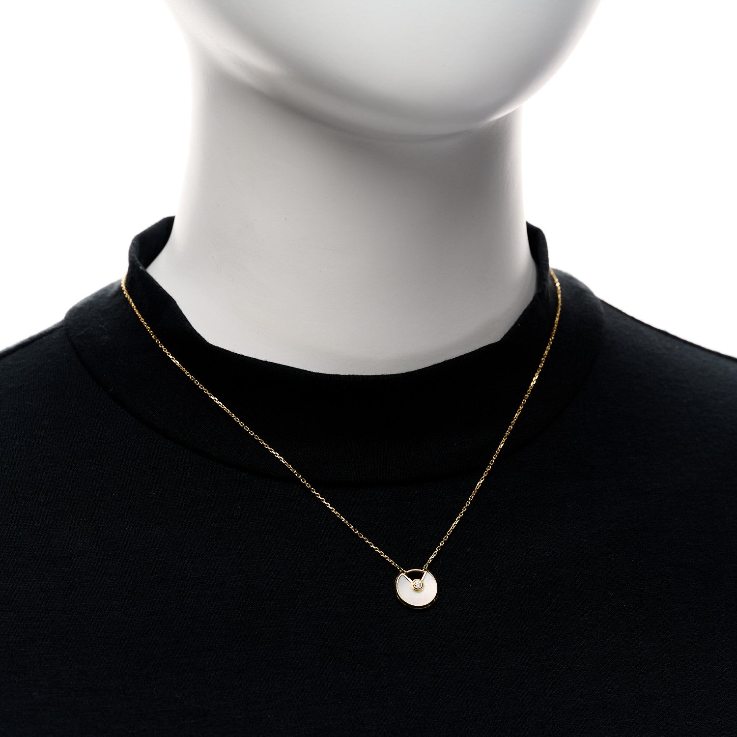 Cartier 18K Yellow Gold Diamond Mother of Pearl XS Amulette de Cartier Pendant Necklace 2 of 7