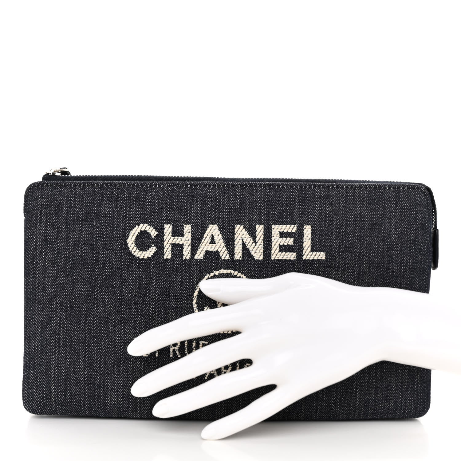 Chanel Denim Small Deauville Zipped Pouch Dark Blue 2 of 12