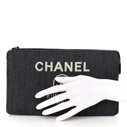 Chanel Denim Small Deauville Zipped Pouch Dark Blue 2 of 12