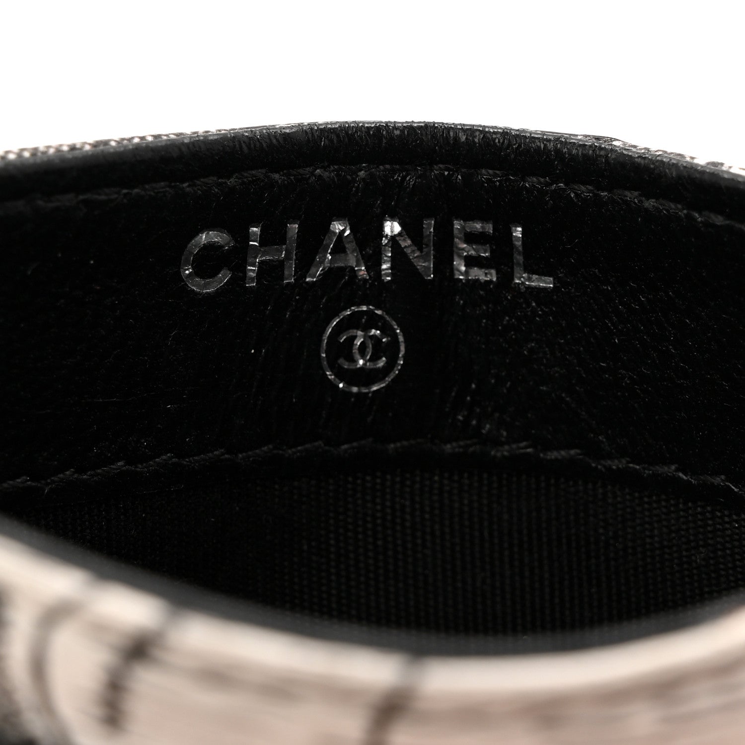 Chanel Coated Canvas Lambskin Quilted Camellia Card Holder Black White 6 of 8