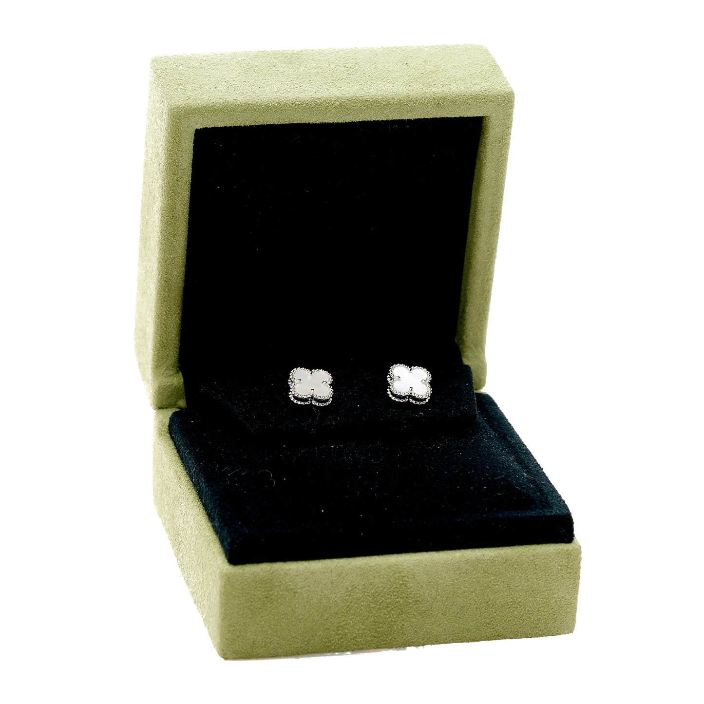 18K White Gold Mother of Pearl Sweet Alhambra Earrings