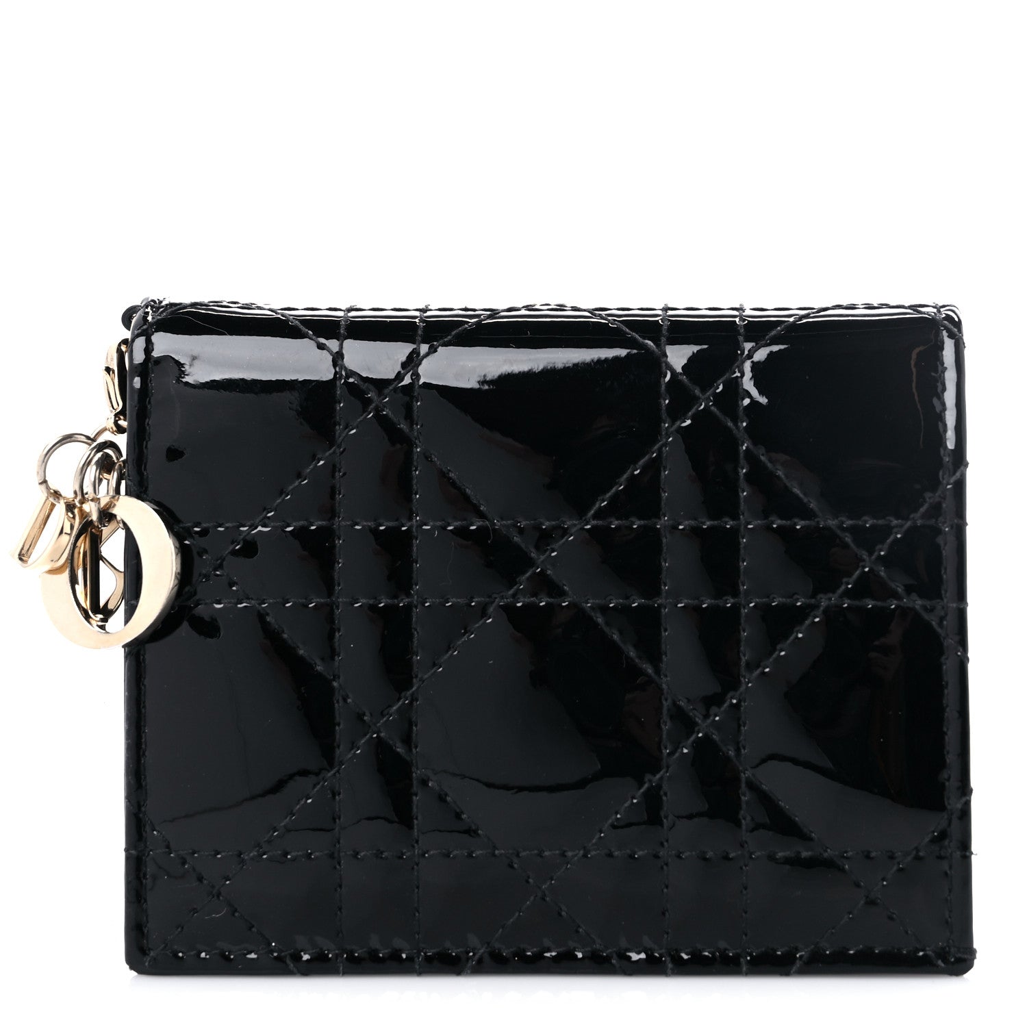 Christian Dior Patent Cannage Mini Lady Dior Wallet Black 1 of 8
