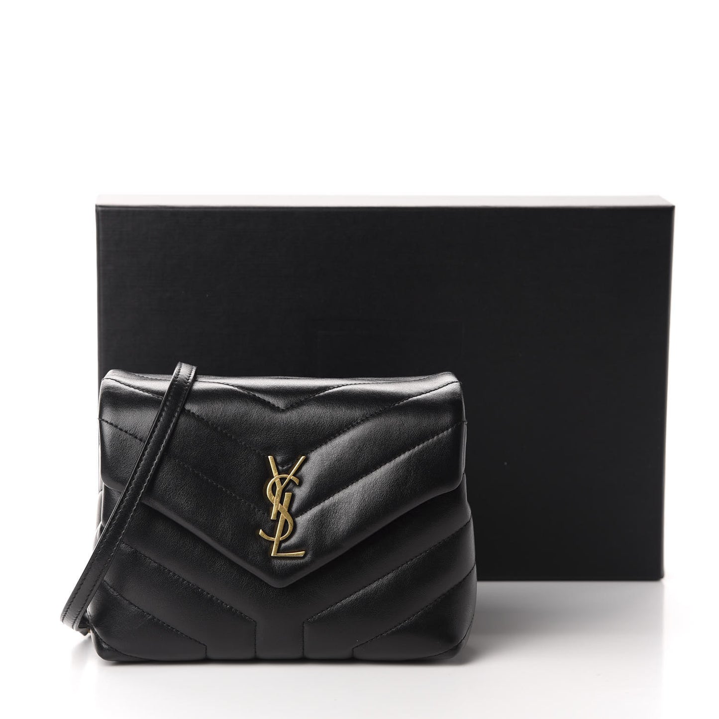 Calfskin Y Quilted Monogram Toy Loulou Crossbody Bag Black