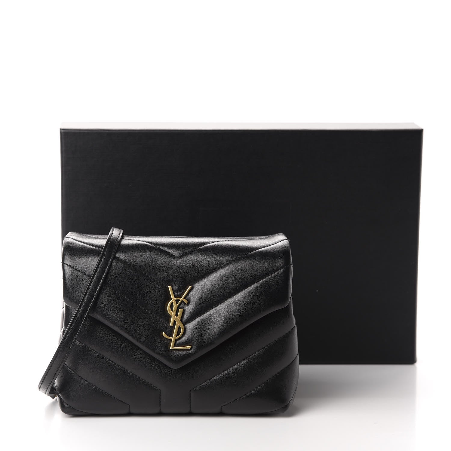Saint Laurent Calfskin Y Quilted Monogram Toy Loulou Crossbody Bag Black 12 of 12