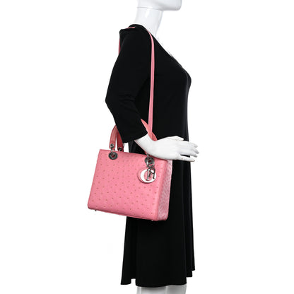 Christian Dior Ostrich Medium Lady Dior Pink 2 of 15