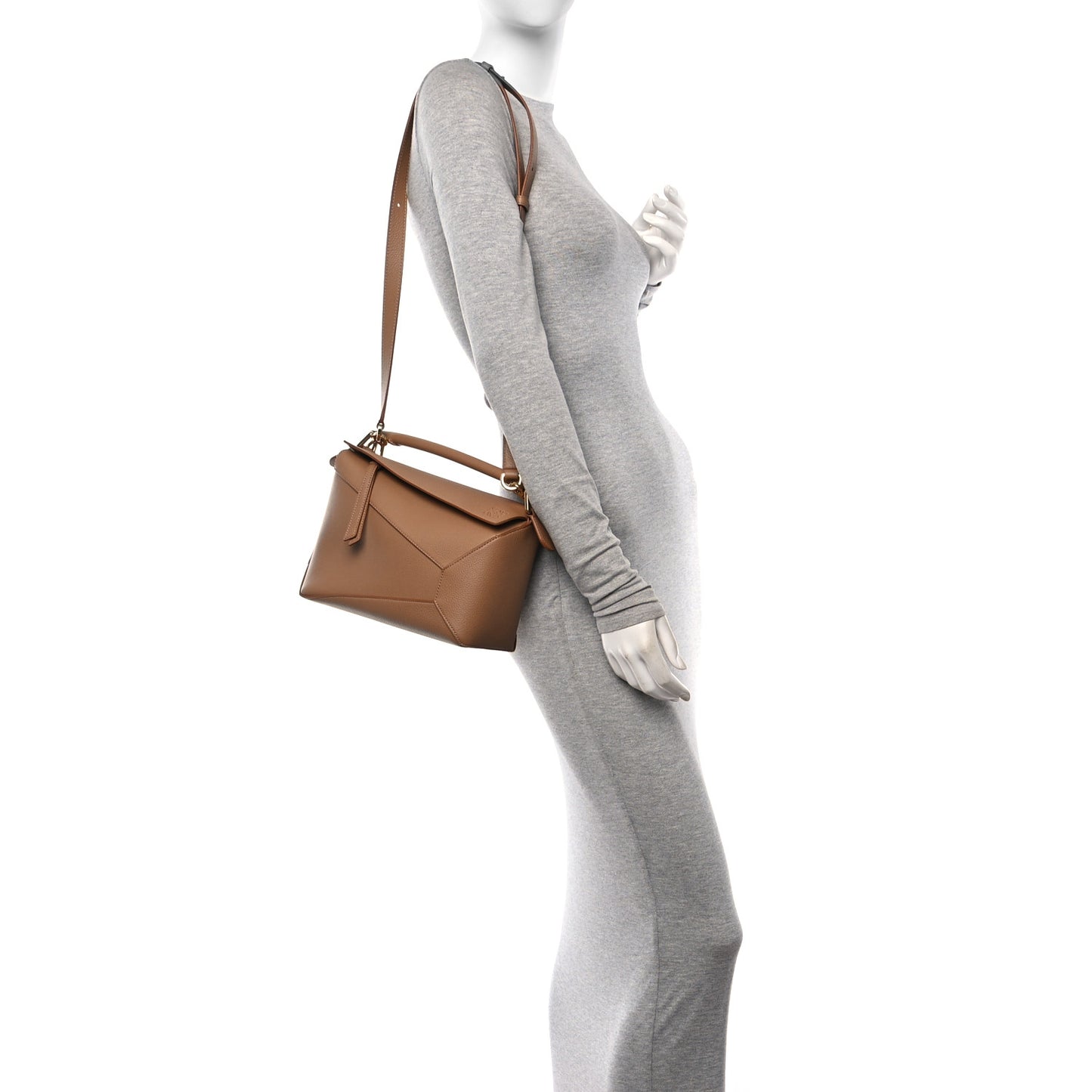 Calfskin Small Puzzle Edge Bag Toffee