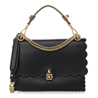 Fendi Vitello Liberty Scalloped Studded Kan I Shoulder Bag Black 1 of 11