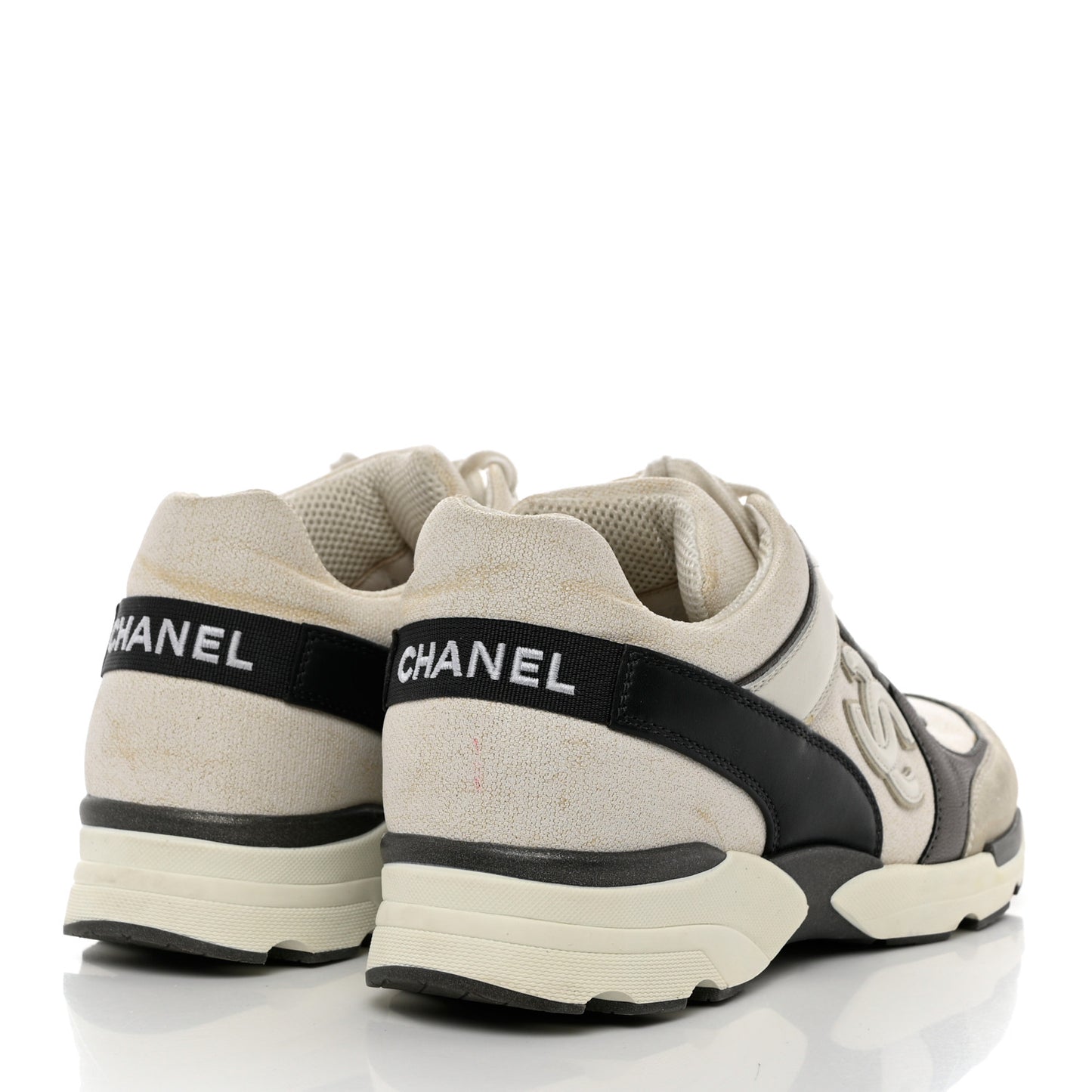 Suede Calfskin CC Sneakers 37 White Grey